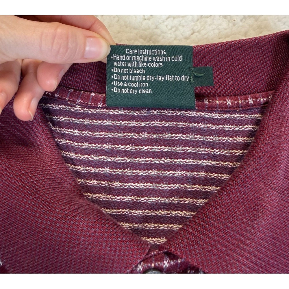 Clubhouse Collection Masters Golf Polo Shirt Mens XL Burgundy Micro Print Logo - Picture 4 of 7